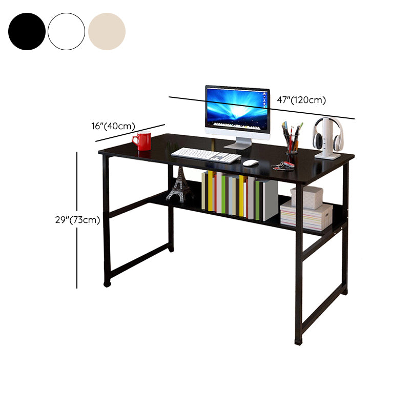 Modern Wooden Office Desk Rectangle Task Desk with H-Shape Base for Home