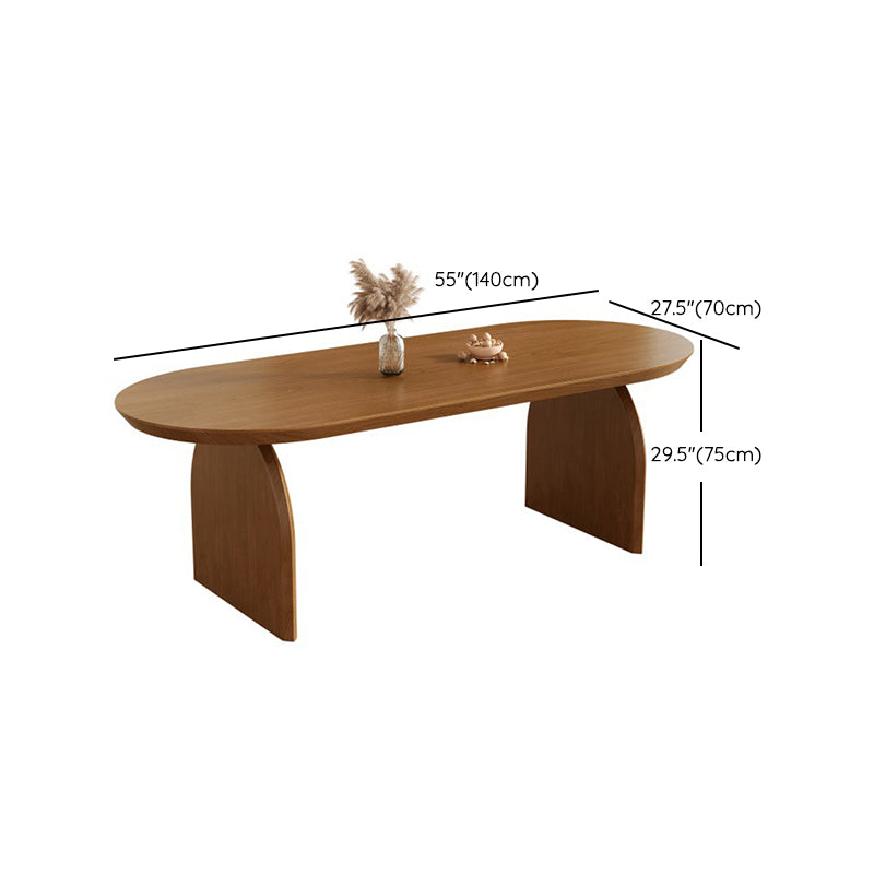 Modern Solid Wood Office Desk Oval Task Desk with Sled Base for Home