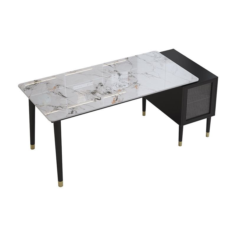 2 Drawers Writing Desk Rectangular Shaped Office Desk in Grey/Black