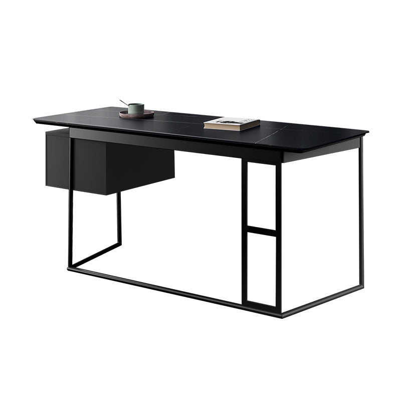 Modern Slate Top Office Desk Rectangle Task Desk with 2 Drawers for Home