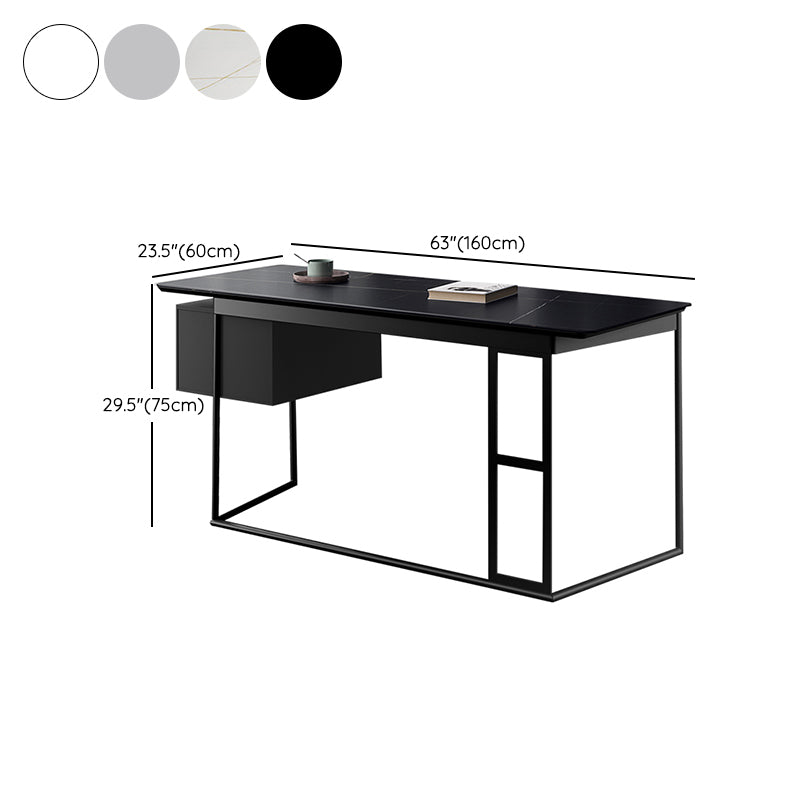 Modern Slate Top Office Desk Rectangle Task Desk with 2 Drawers for Home