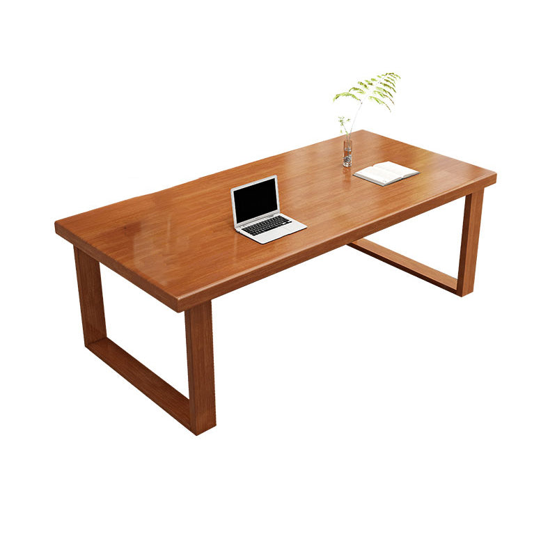 Modern Solid Wood Office Desk Rectangle Task Desk with Sled Base for Home