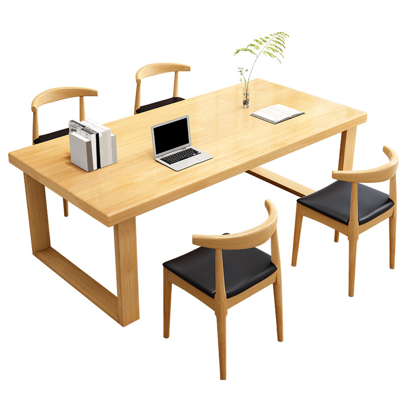 Modern Solid Wood Office Desk Rectangle Task Desk with Sled Base for Home