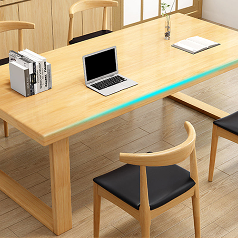 Modern Solid Wood Office Desk Rectangle Task Desk with Sled Base for Home