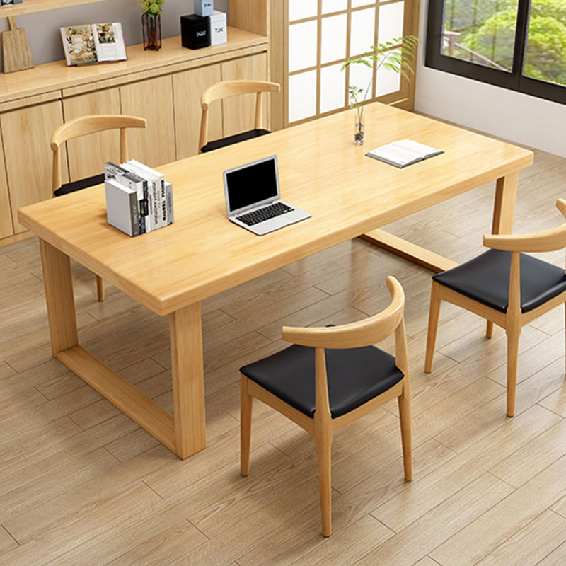 Modern Solid Wood Office Desk Rectangle Task Desk with Sled Base for Home