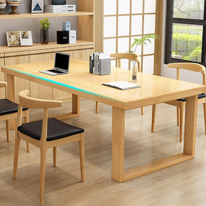 Modern Solid Wood Office Desk Rectangle Task Desk with Sled Base for Home