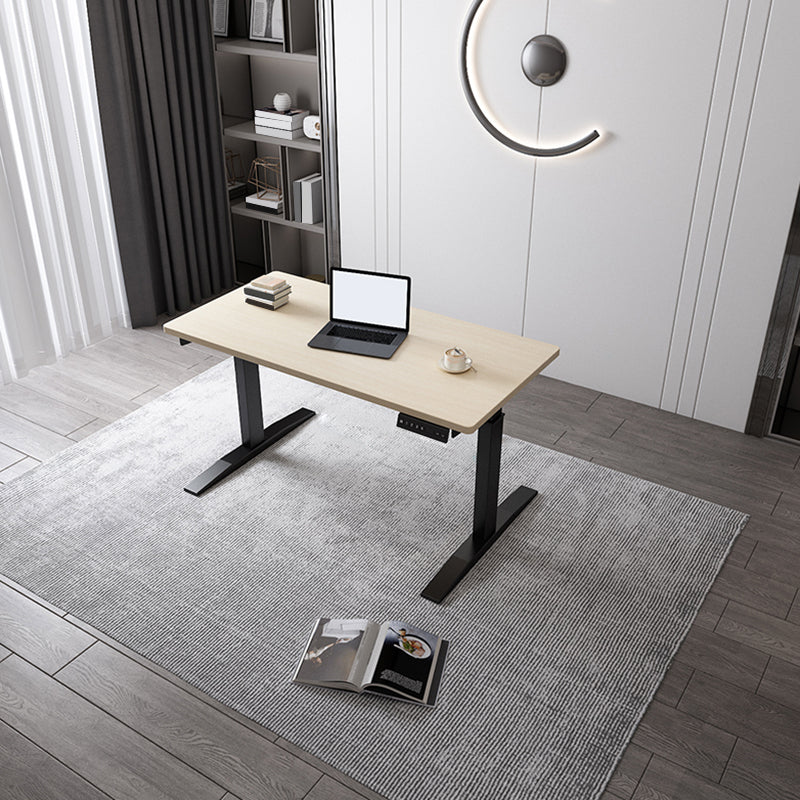 Modern Wooden Office Desk Rectangle Writing Desk with T-Shape Base for Home