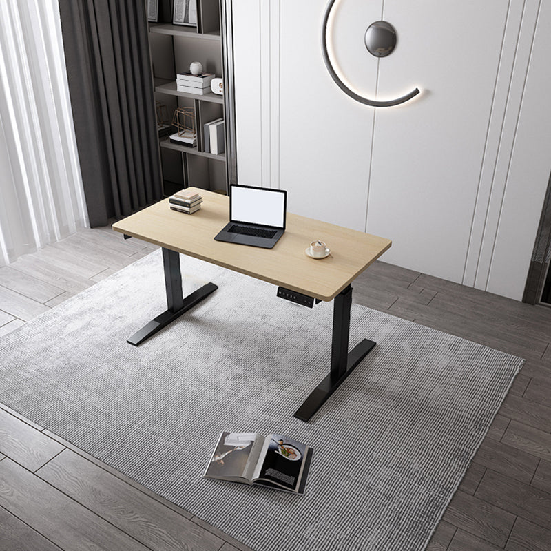 Modern Wooden Office Desk Rectangle Writing Desk with T-Shape Base for Home