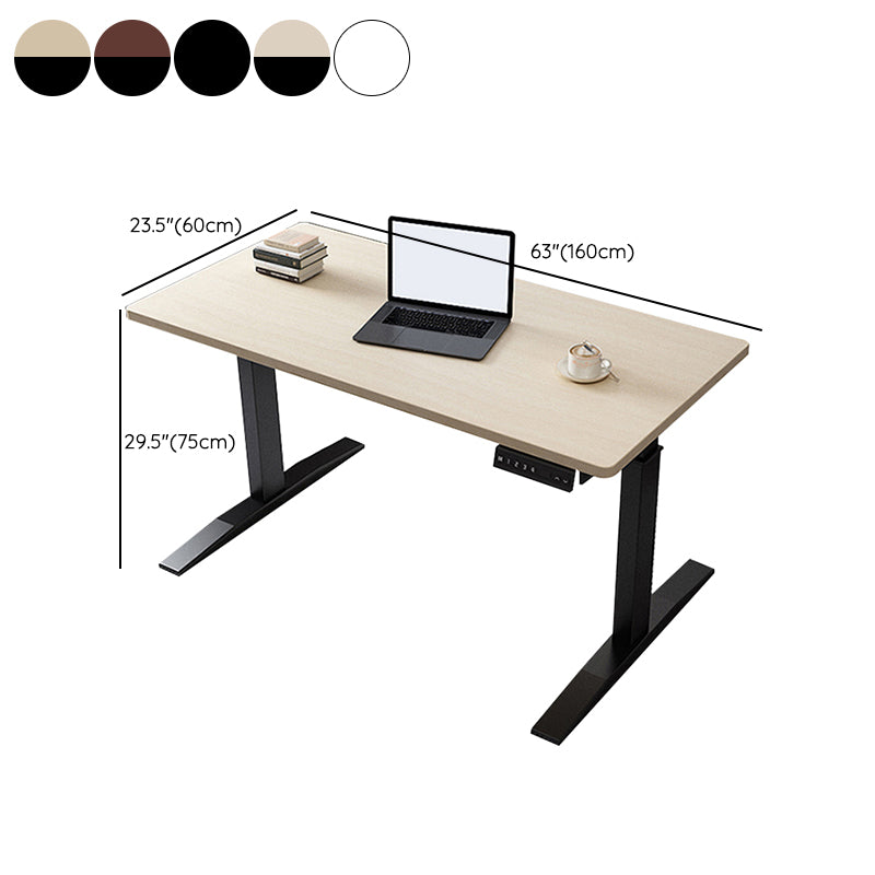 Modern Wooden Office Desk Rectangle Writing Desk with T-Shape Base for Home