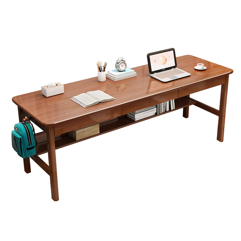 Modern Solid Wood Office Desk Rectangle Task Desk with 1 Shelf for Home