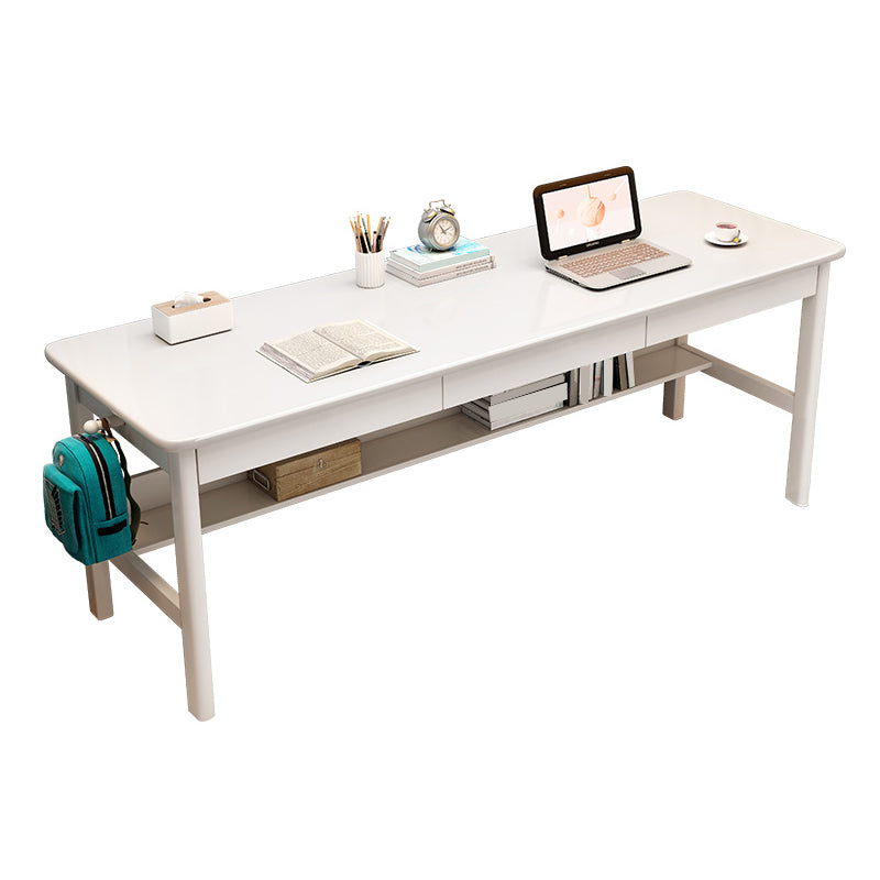 Modern Solid Wood Office Desk Rectangle Task Desk with 1 Shelf for Home