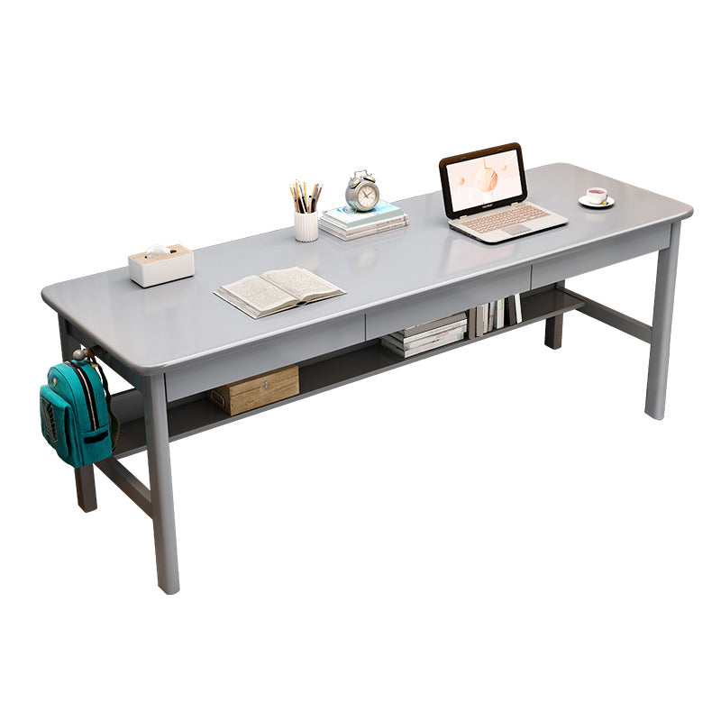 Modern Solid Wood Office Desk Rectangle Task Desk with 1 Shelf for Home