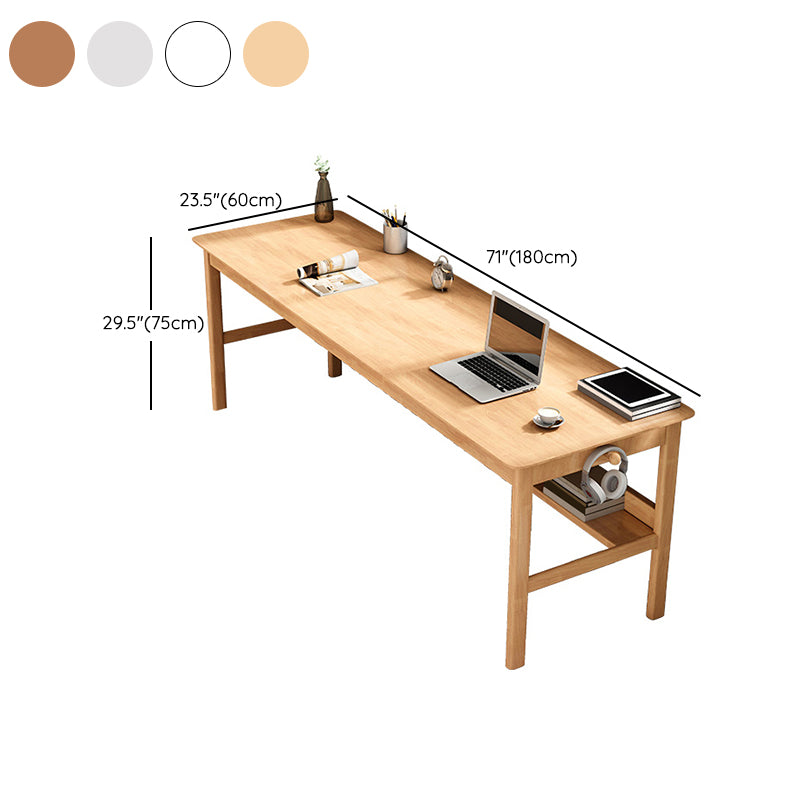 Modern Solid Wood Office Desk Rectangle Task Desk with 1 Shelf for Home