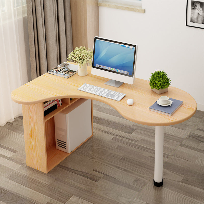 Modern Wooden Office Desk Free Form Task Desk with Shelves for Home