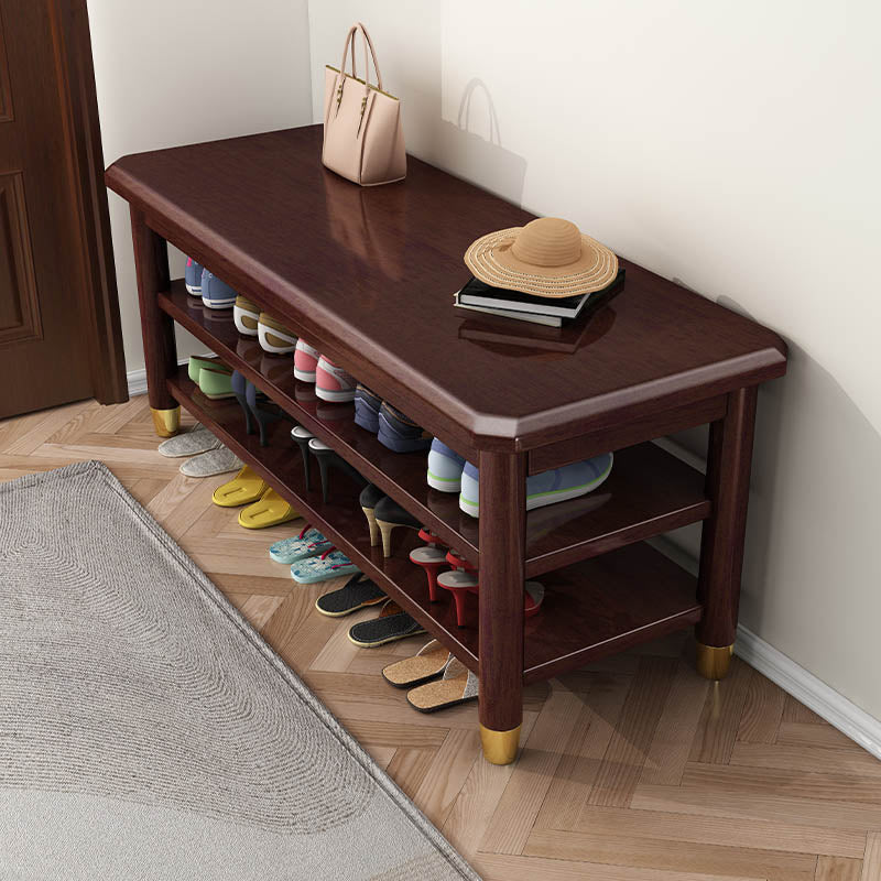 12 inch Width Modern Entryway Bench Wooden Seating Bench with Shelves