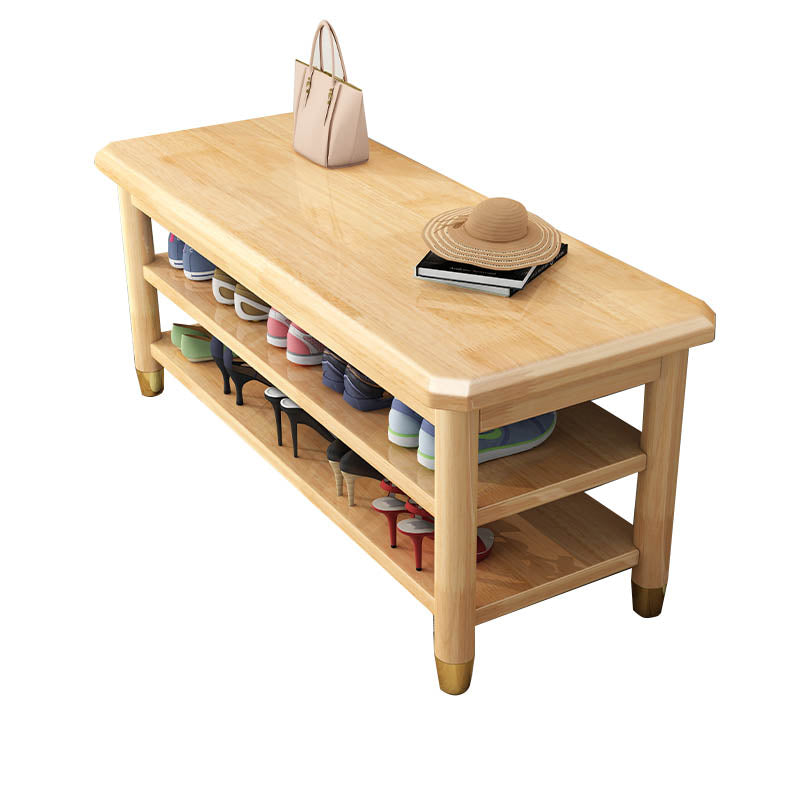 12 inch Width Modern Entryway Bench Wooden Seating Bench with Shelves