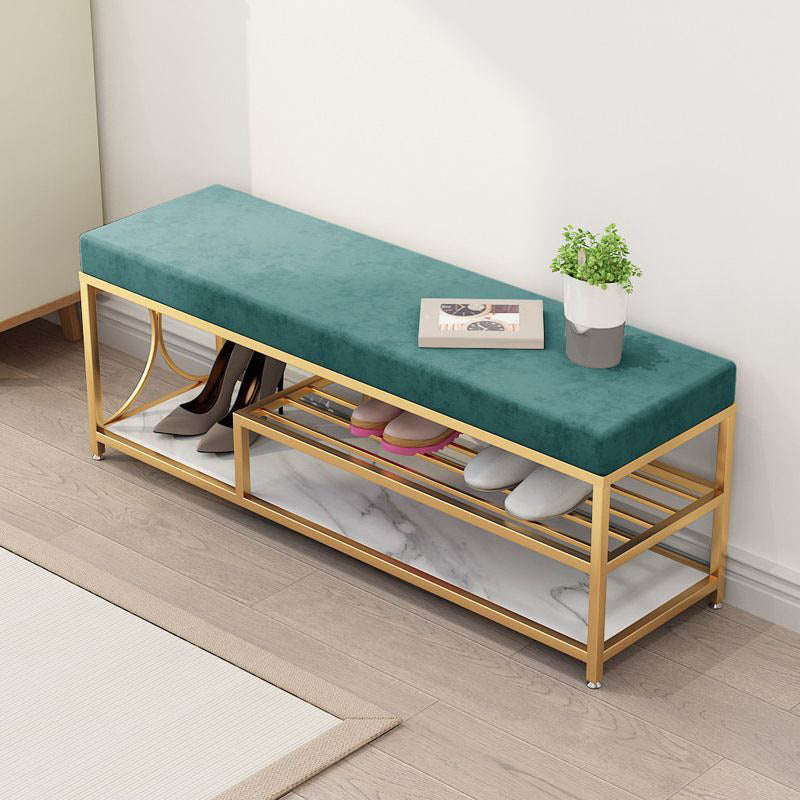 Glam Style Entryway Bench Cushioned Metal Seating Bench , 14 inch Width