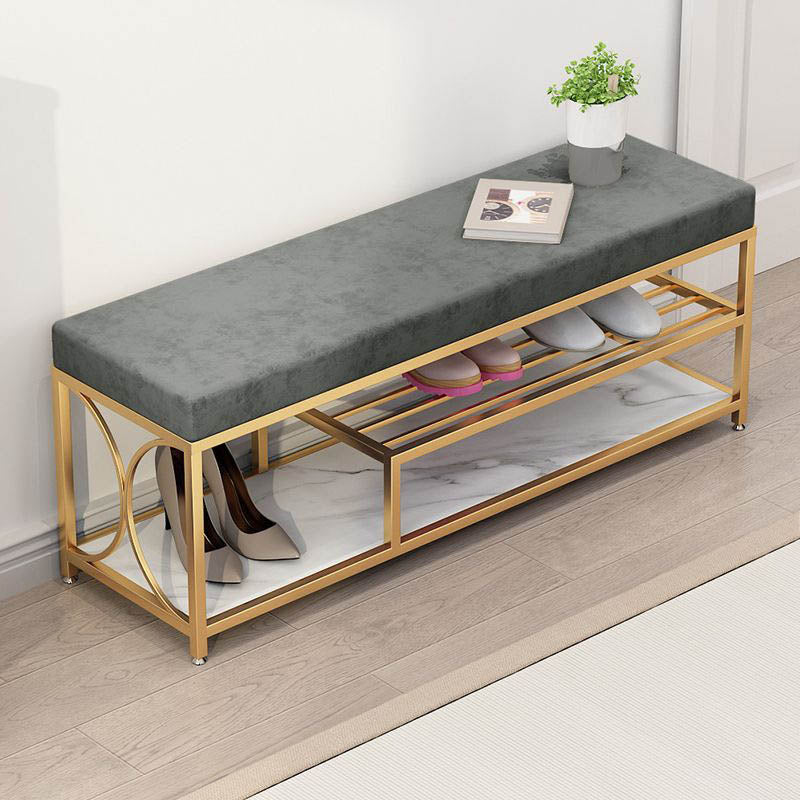 Glam Style Entryway Bench Cushioned Metal Seating Bench , 14 inch Width