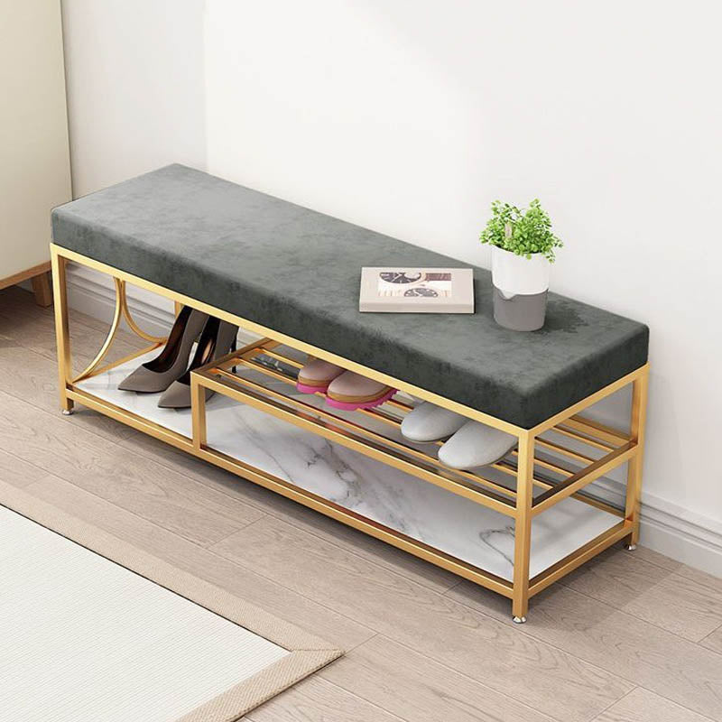 Glam Style Entryway Bench Cushioned Metal Seating Bench , 14 inch Width