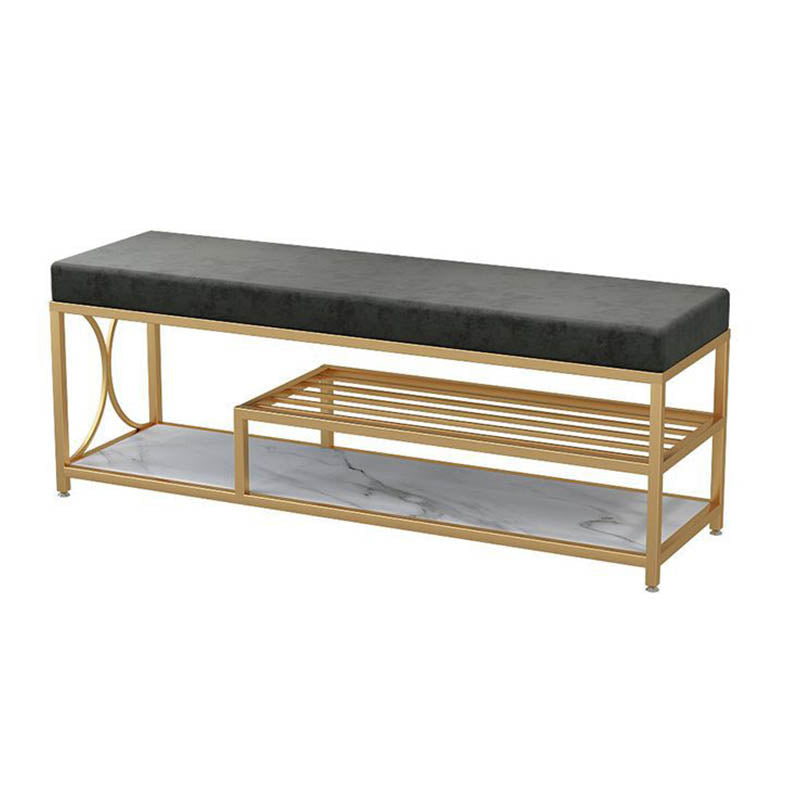 Glam Style Entryway Bench Cushioned Metal Seating Bench , 14 inch Width