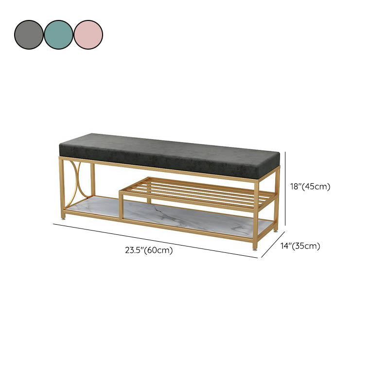 Glam Style Entryway Bench Cushioned Metal Seating Bench , 14 inch Width