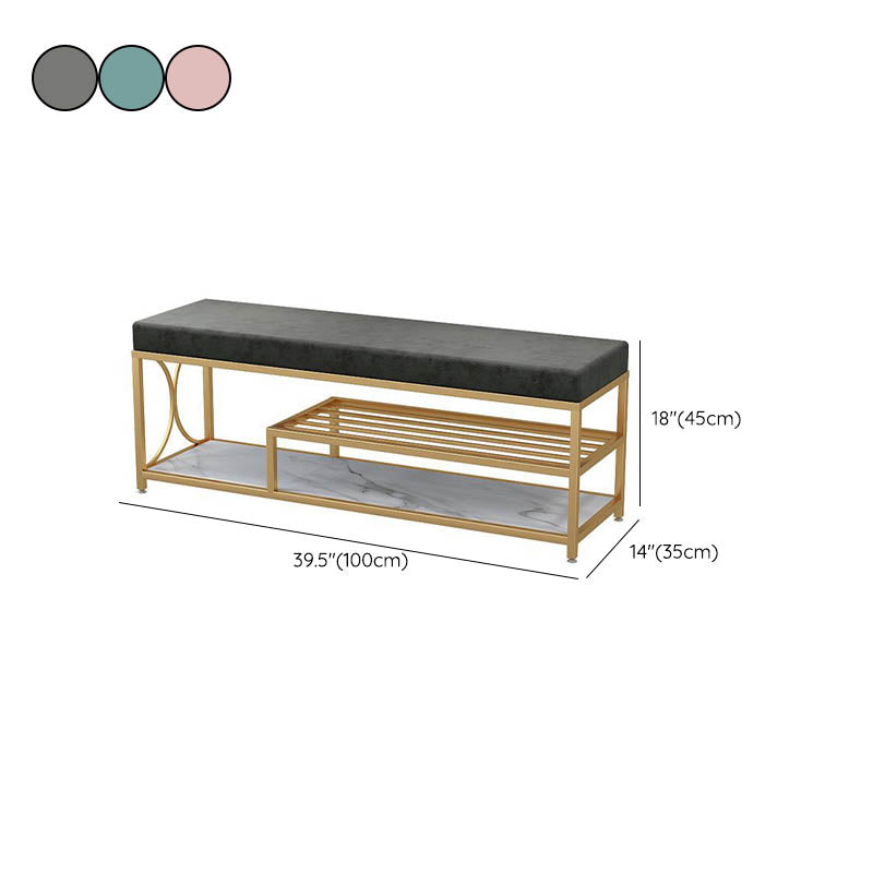 Glam Style Entryway Bench Cushioned Metal Seating Bench , 14 inch Width