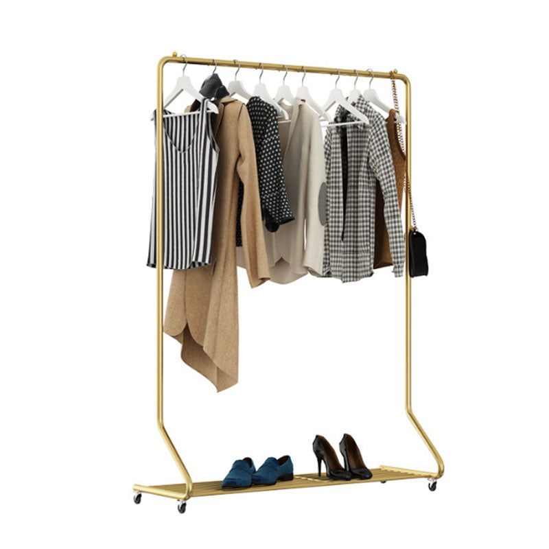 Contemporary Metal Coat Rack Solid Color Coat Hangers with Storage Shelving