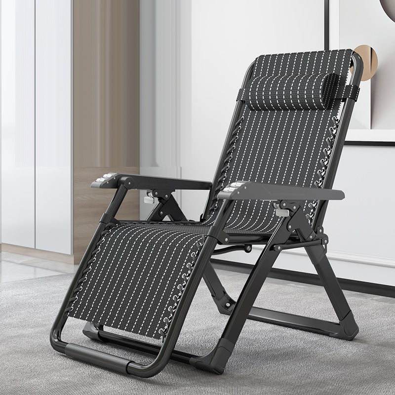 Contemporary Style Standard Recliner Metal Plaid Foldable Chair