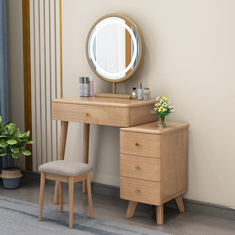 Solid Wood Makeup Vanity Desk Modern Makeup Vanity Desk Table with 4 Drawers