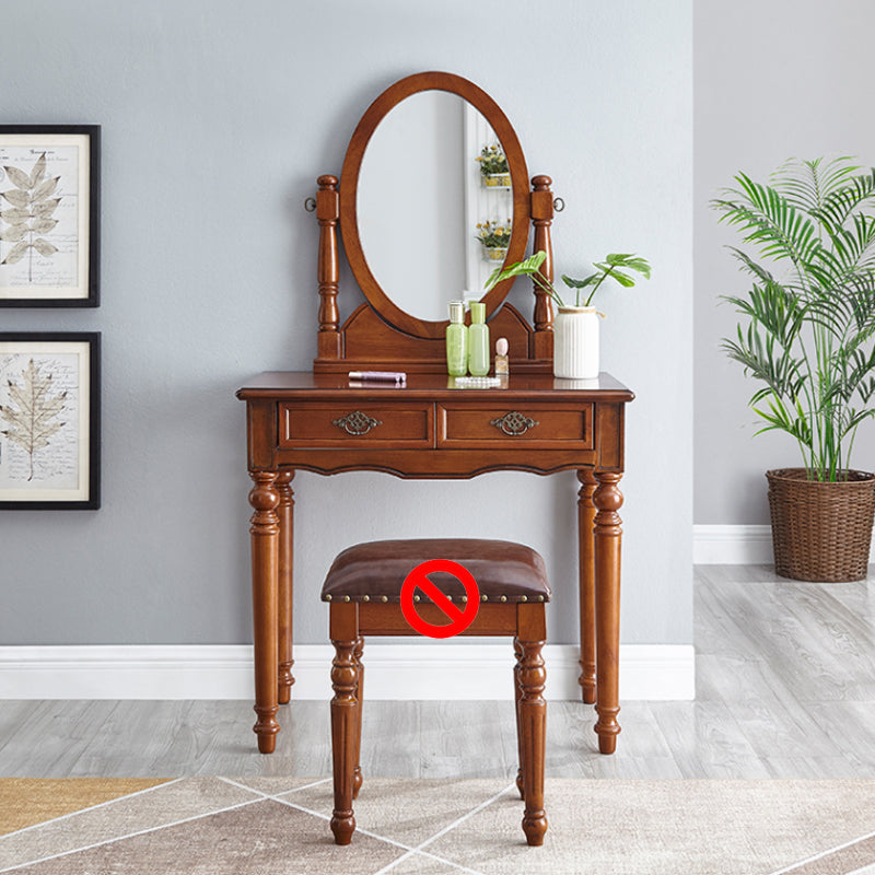 Traditional Dressing Table Stool Set Wooden Vanity Dressing Table for Bedroom
