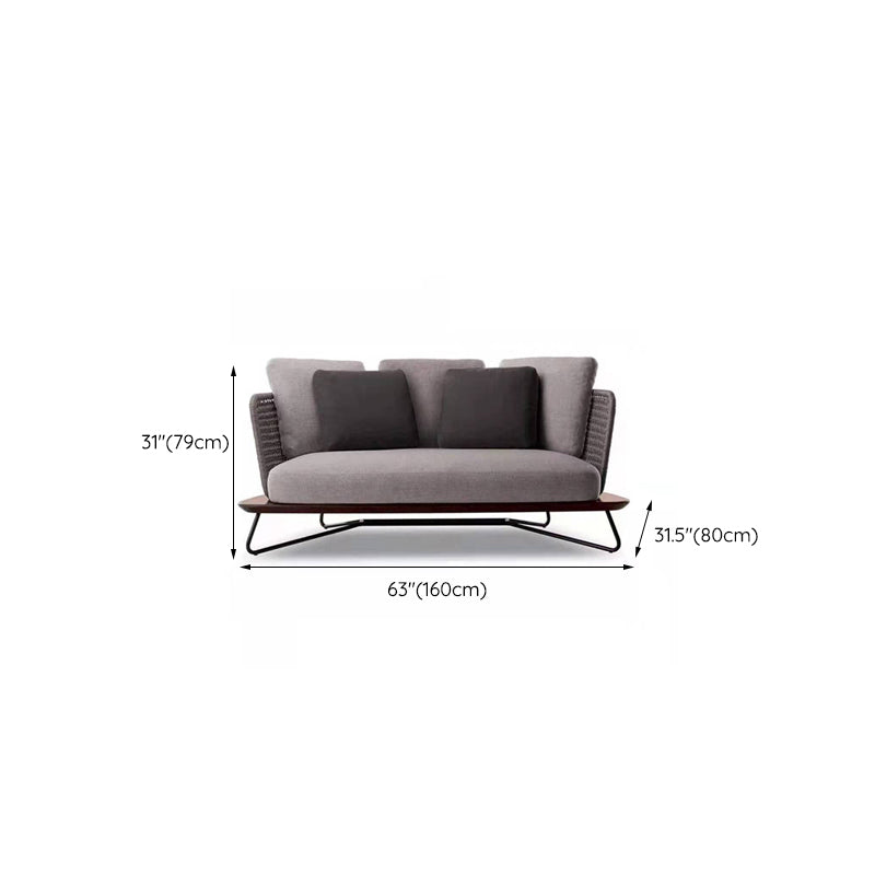 Contemporary Brown Outdoor Loveseat Water Resistant Outdoor Loveseat