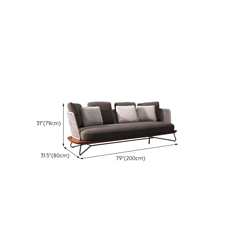 Contemporary Brown Outdoor Loveseat Water Resistant Outdoor Loveseat