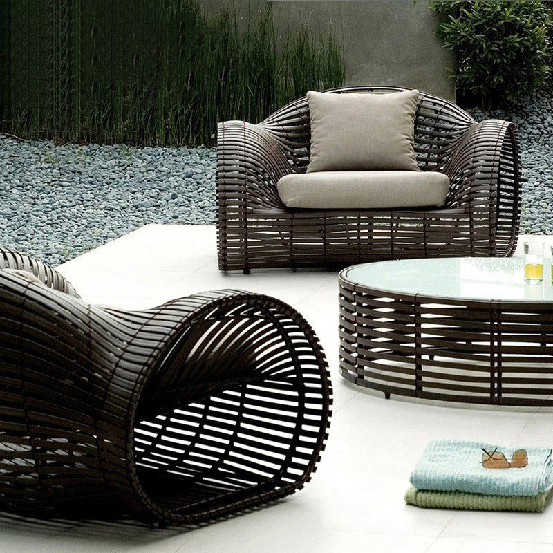 Contemporary Outdoor Loveseat Water Resistant Brown Outdoor Loveseat