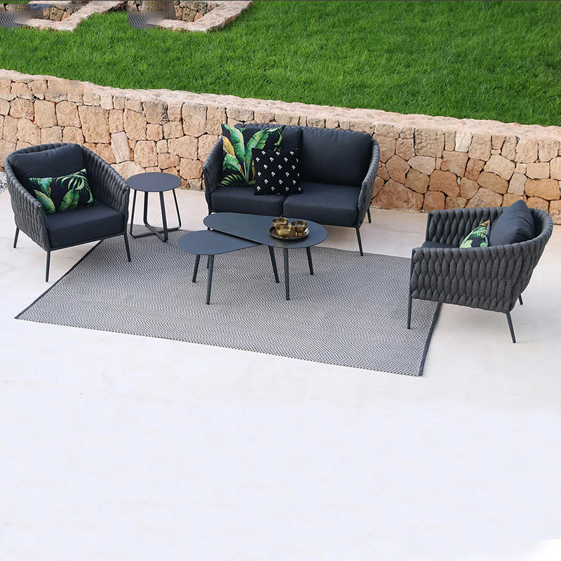 Contemporary Black Outdoor Loveseat Water Resistant Outdoor Loveseat