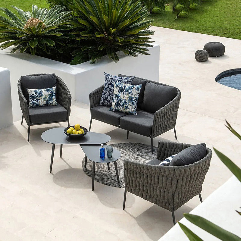 Contemporary Black Outdoor Loveseat Water Resistant Outdoor Loveseat