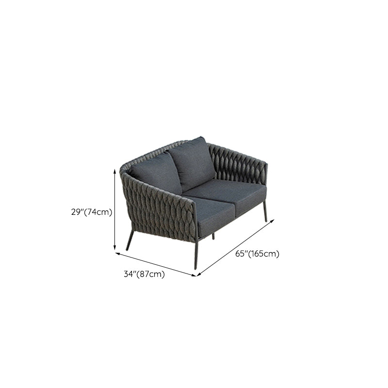 Contemporary Black Outdoor Loveseat Water Resistant Outdoor Loveseat