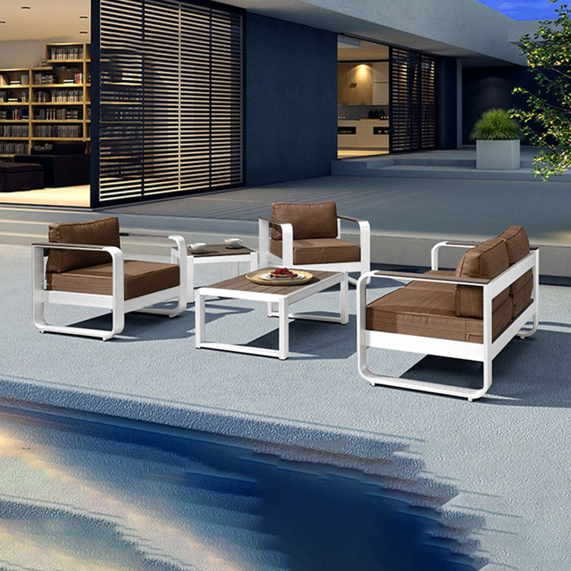 Contemporary Metal Frame Outdoor Sofa 27.56" Wide Water Resistant Patio Sofa