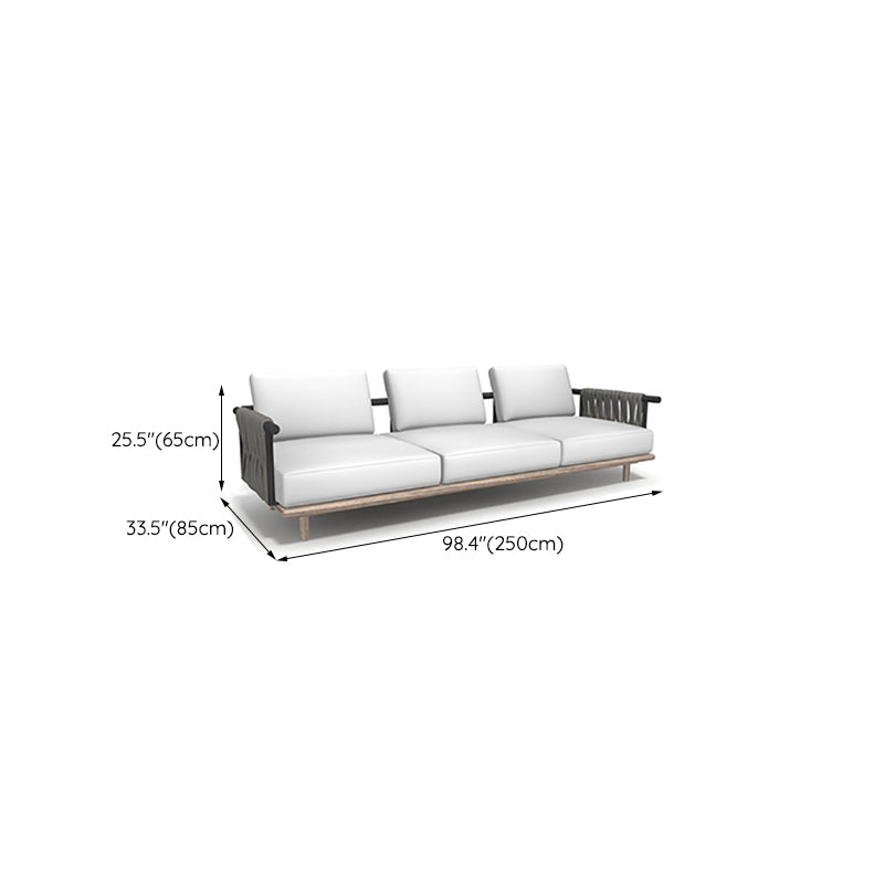 1 Piece Outdoor Patio Sofa Solid Wood Modern Patio Sofa with Cushions