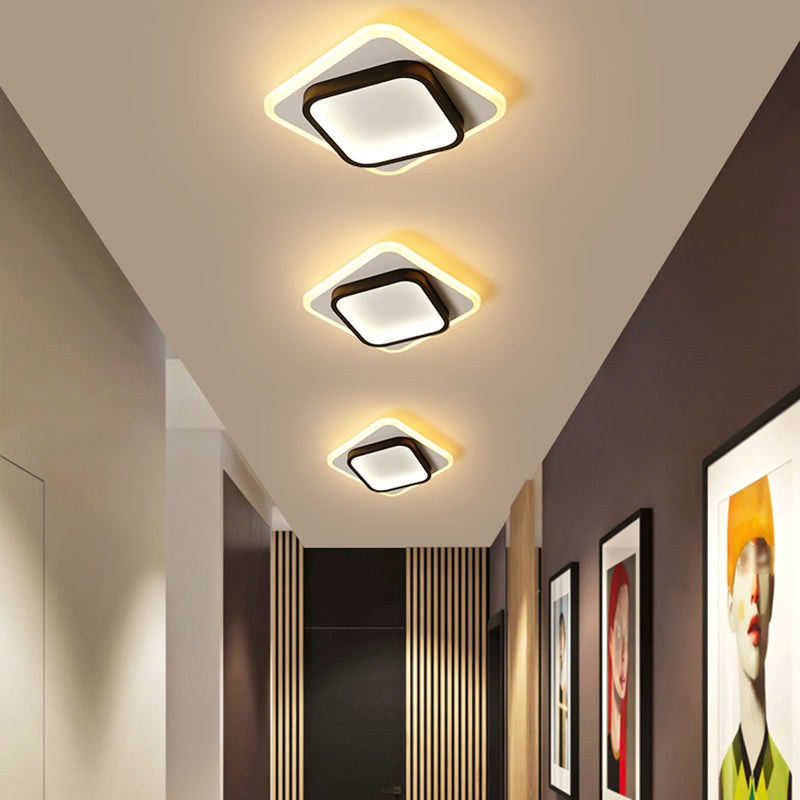 Simple LED Ceiling Light Fixture Metal Flush Mount Light in Black and White Finish