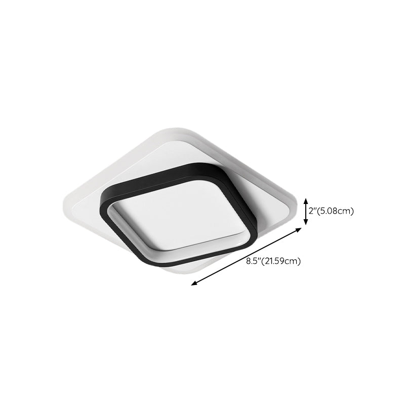 Simple LED Ceiling Light Fixture Metal Flush Mount Light in Black and White Finish