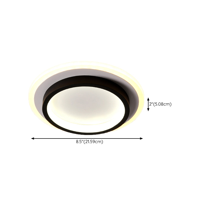 Simple LED Ceiling Light Fixture Metal Flush Mount Light in Black and White Finish