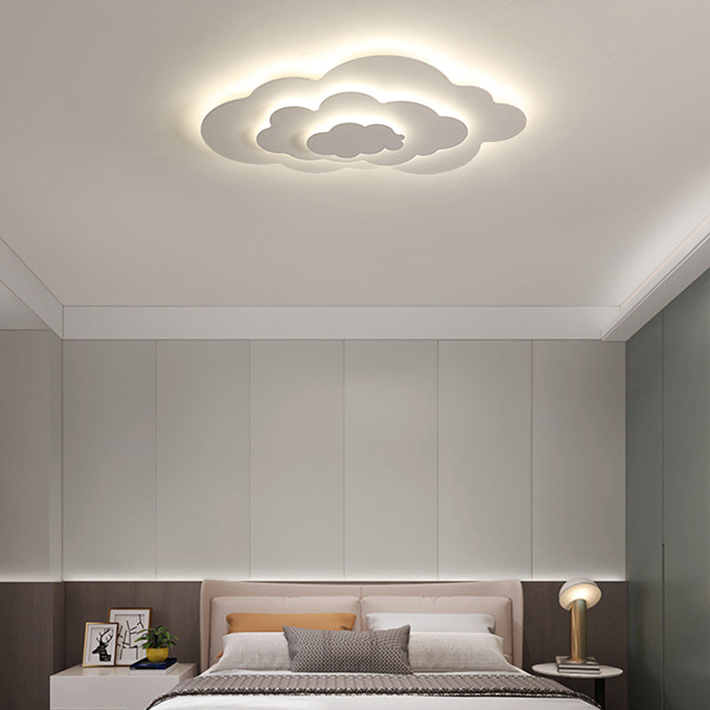 Nordic Style Ceiling Light Fixture Cloud Flush Mount in White for Bedroom