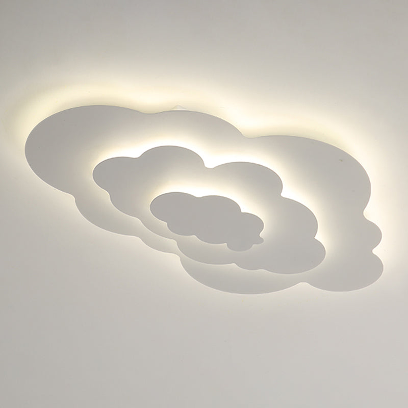 Nordic Style Ceiling Light Fixture Cloud Flush Mount in White for Bedroom