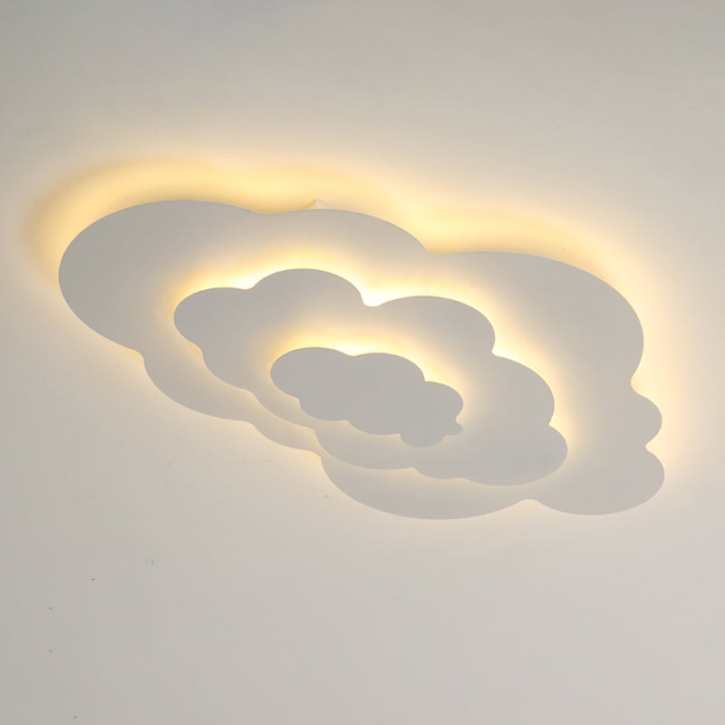 Nordic Style Ceiling Light Fixture Cloud Flush Mount in White for Bedroom