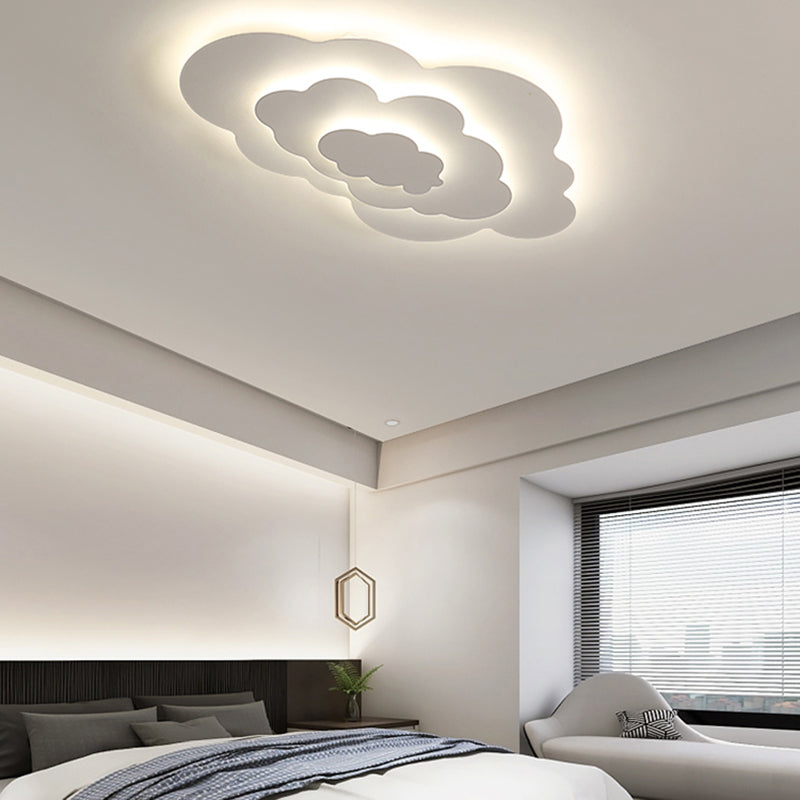 Nordic Style Ceiling Light Fixture Cloud Flush Mount in White for Bedroom