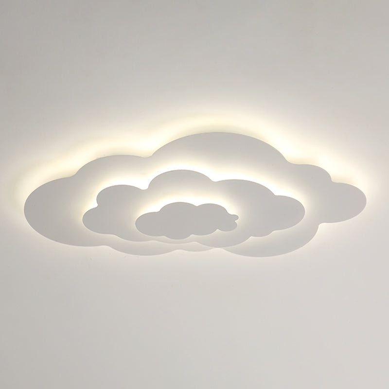 Nordic Style Ceiling Light Fixture Cloud Flush Mount in White for Bedroom