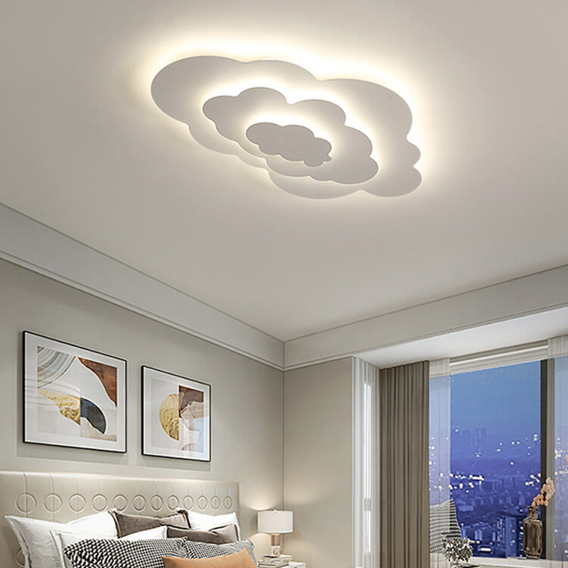 Nordic Style Ceiling Light Fixture Cloud Flush Mount in White for Bedroom