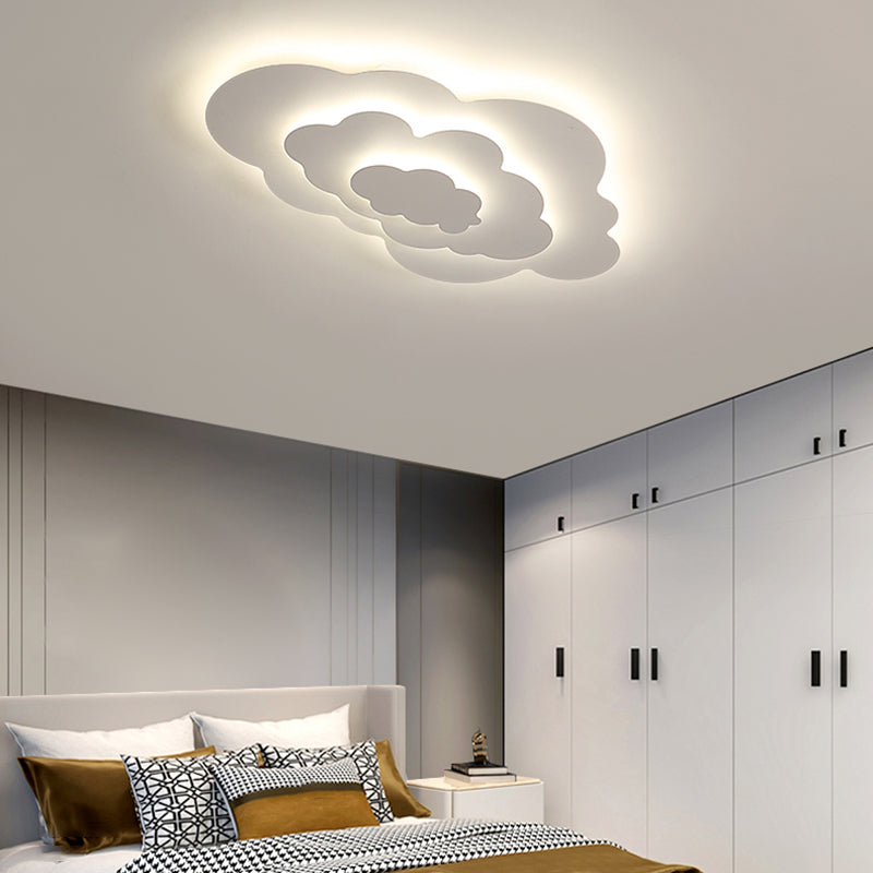 Nordic Style Ceiling Light Fixture Cloud Flush Mount in White for Bedroom