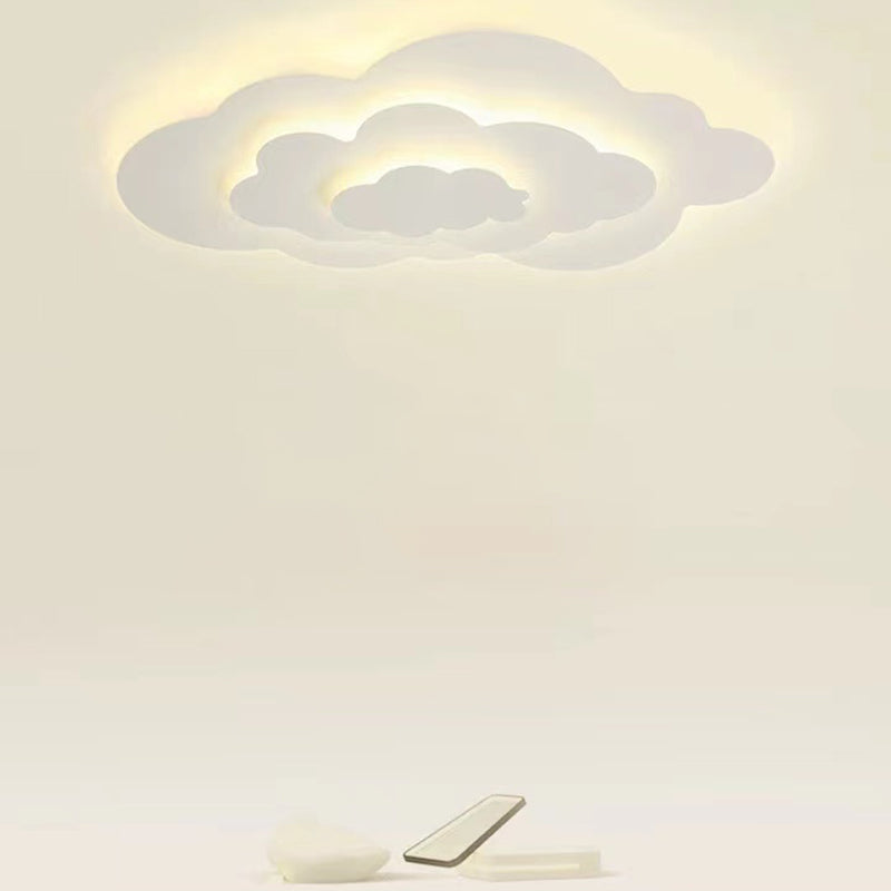 Nordic Style Ceiling Light Fixture Cloud Flush Mount in White for Bedroom