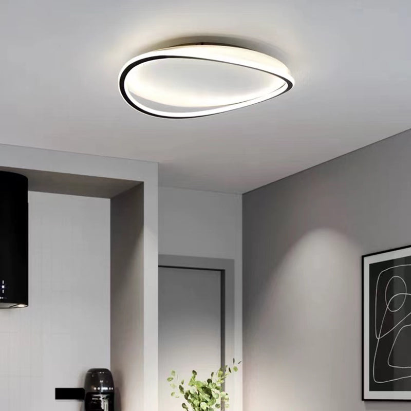 Minimalism LED Flush Mount White Metal Ceiling Light Fixture for Bedroom